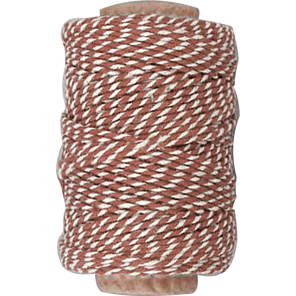 Société Creativ https: www.cchobby.nl cordon de coton-épaisseur-1-1-mm-marron-blanc-50-m-1-roll