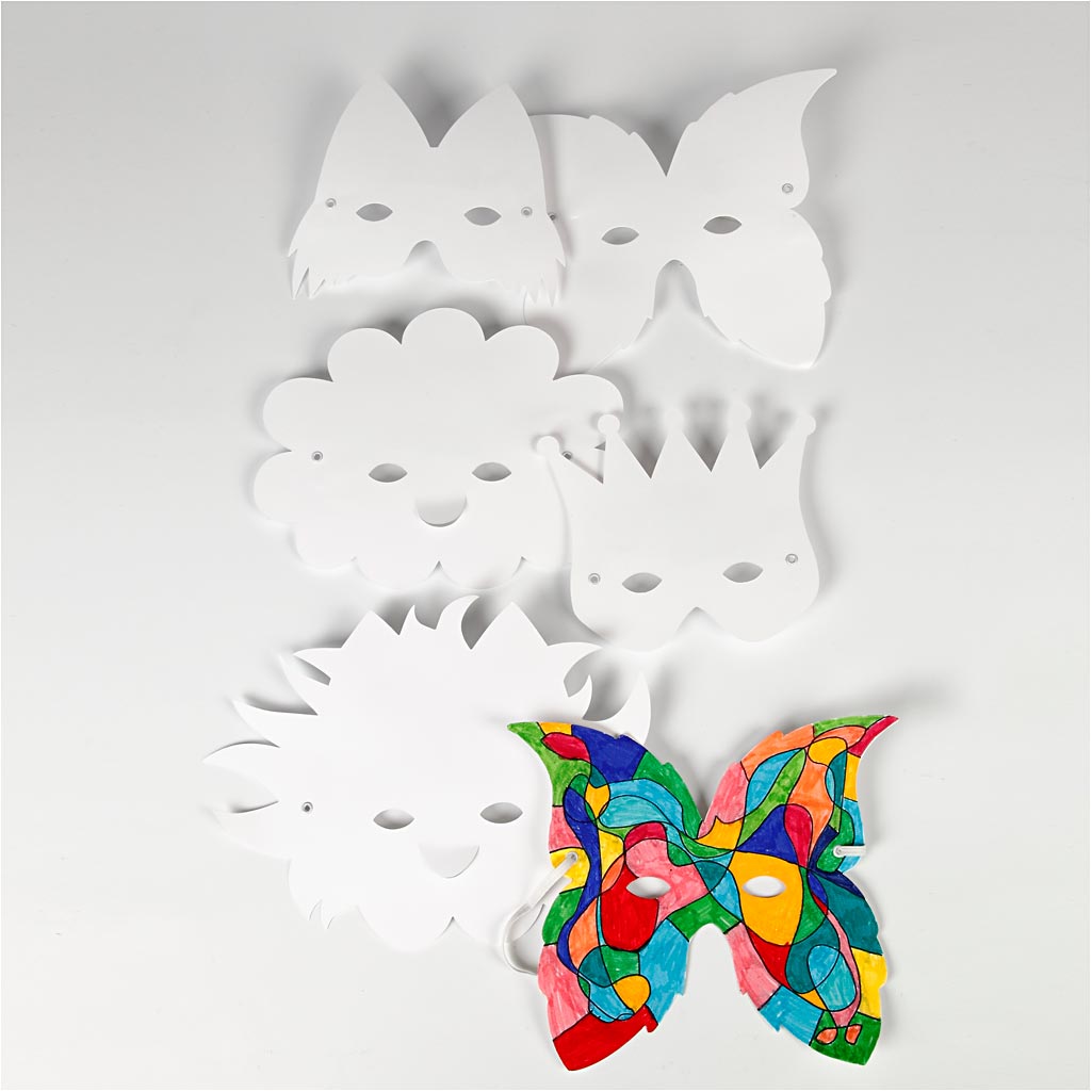Société Creativ https : www.ccobby.nl masques fantaisie-y compris-élastique-h-15-20-cm-230-gr-white-5-piece-1-box