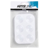 Société Creativ https: www.ccobby.nl palette-rectangulaire-palette-avec-6-compartments-dimensions-13x8-5-cm-blanc-1-pièce