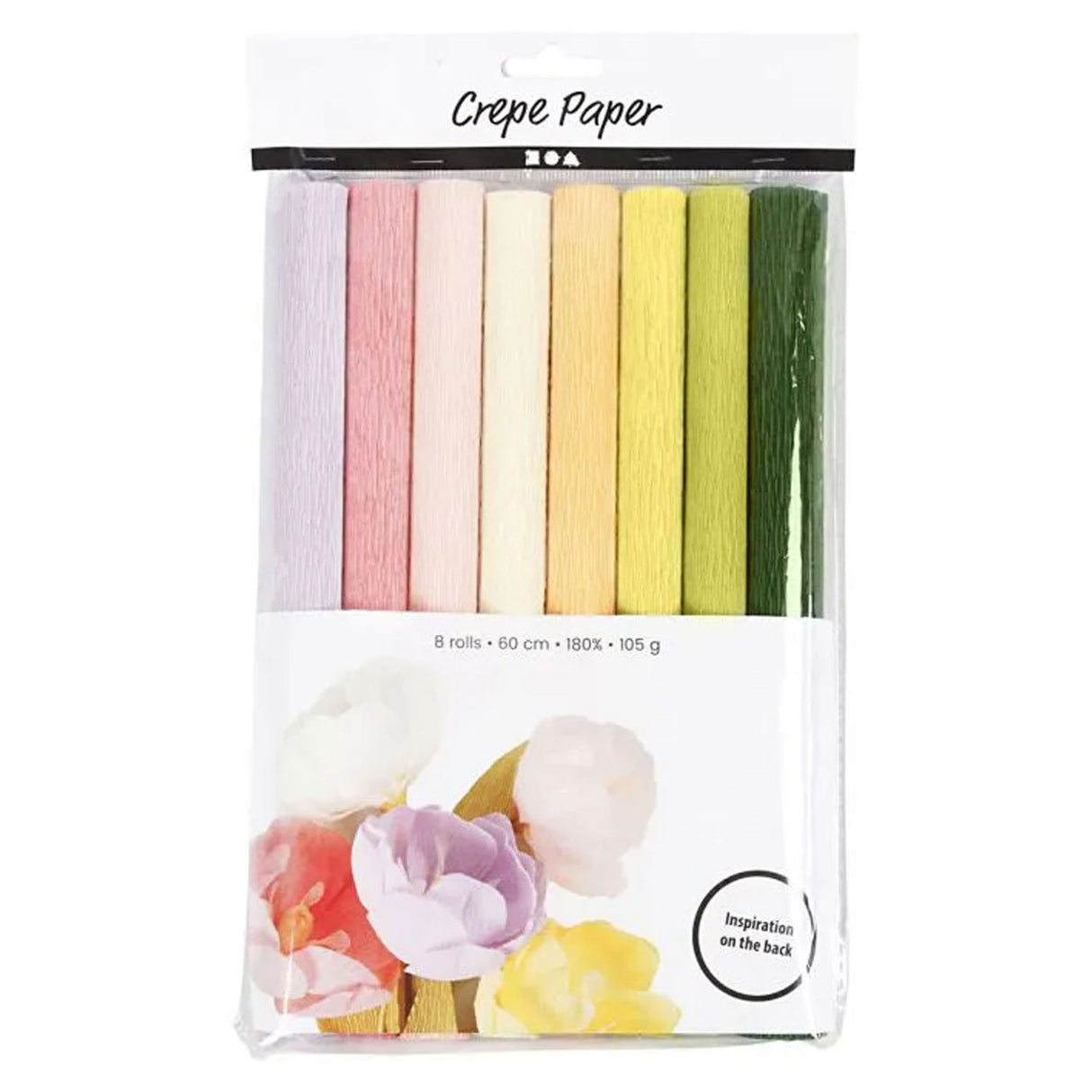 Crep Paper Pastellfarben, 8 Blätter