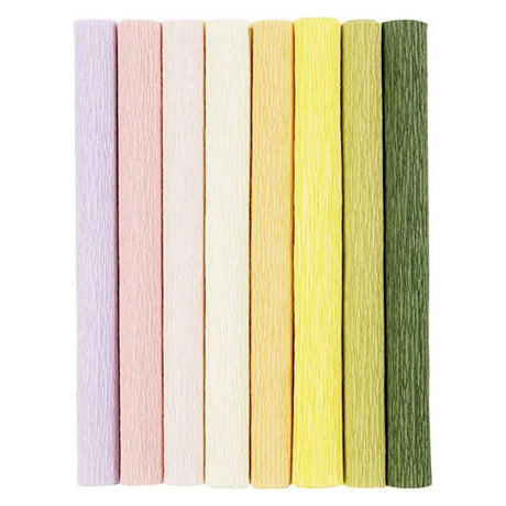 Couleurs pastel en papier crêpe, 8 feuilles