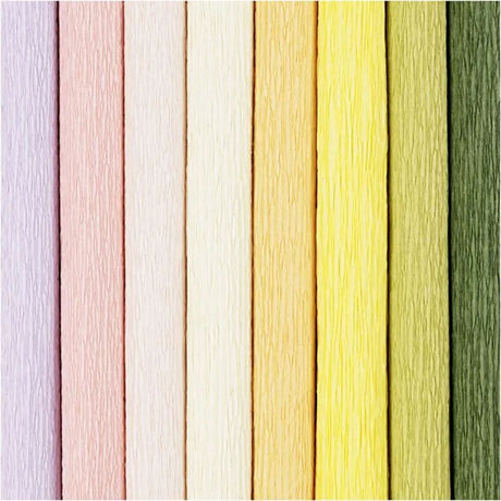 Couleurs pastel en papier crêpe, 8 feuilles