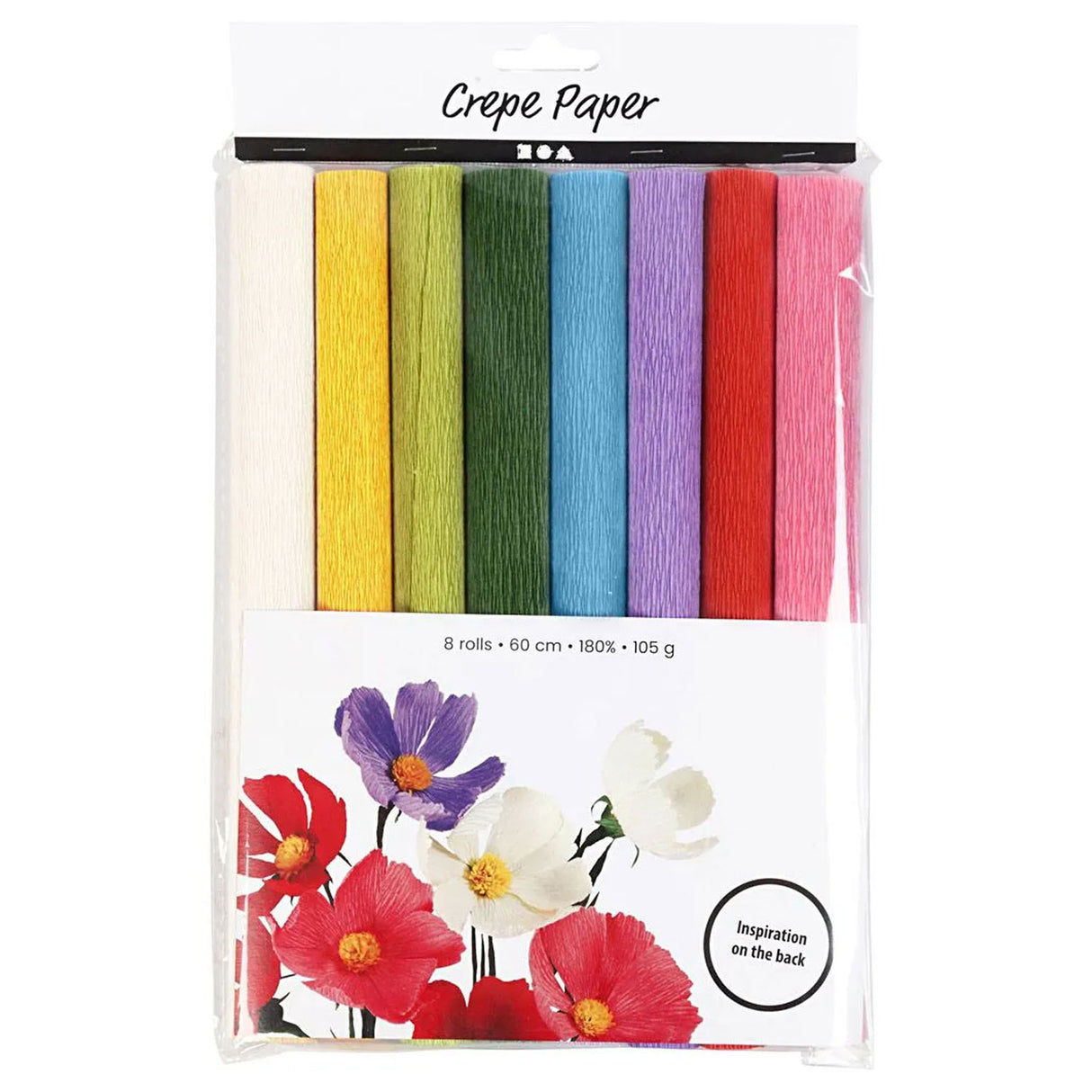 Couleurs standard en papier crep, 8 feuilles