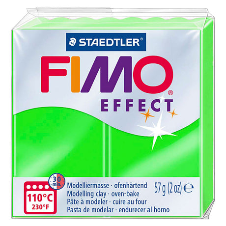 Pâte à modeler Fimo effect durcissant au four bloc standard 57 g - vert fluo