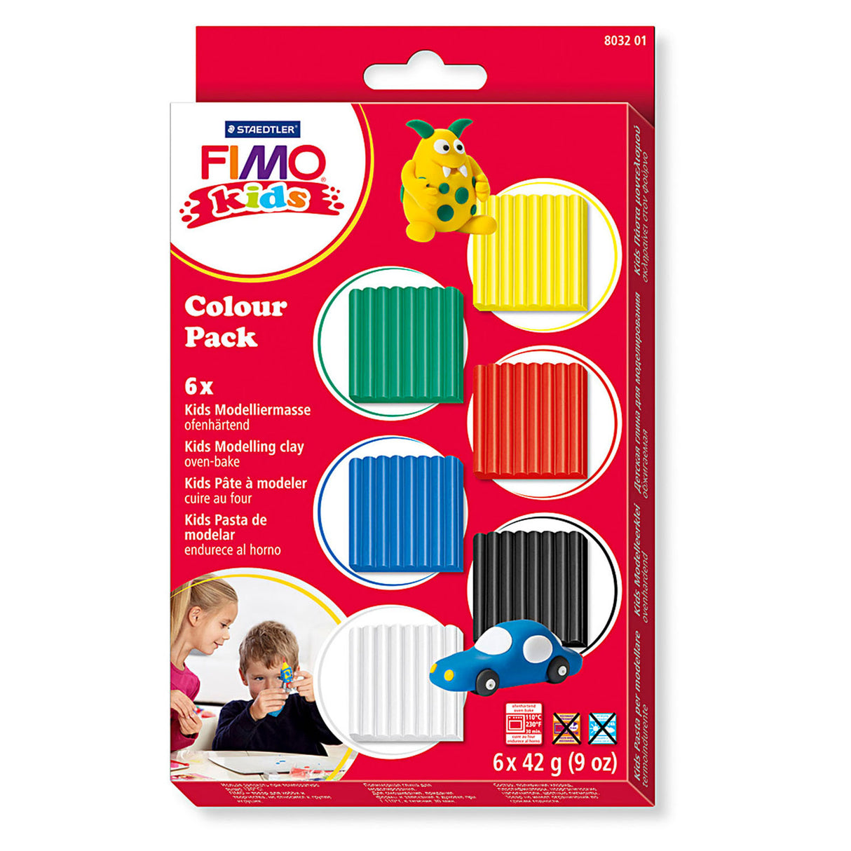 Fimo kids - pâte à modeler durcissant au four - pack couleur basic (6 x 42g)