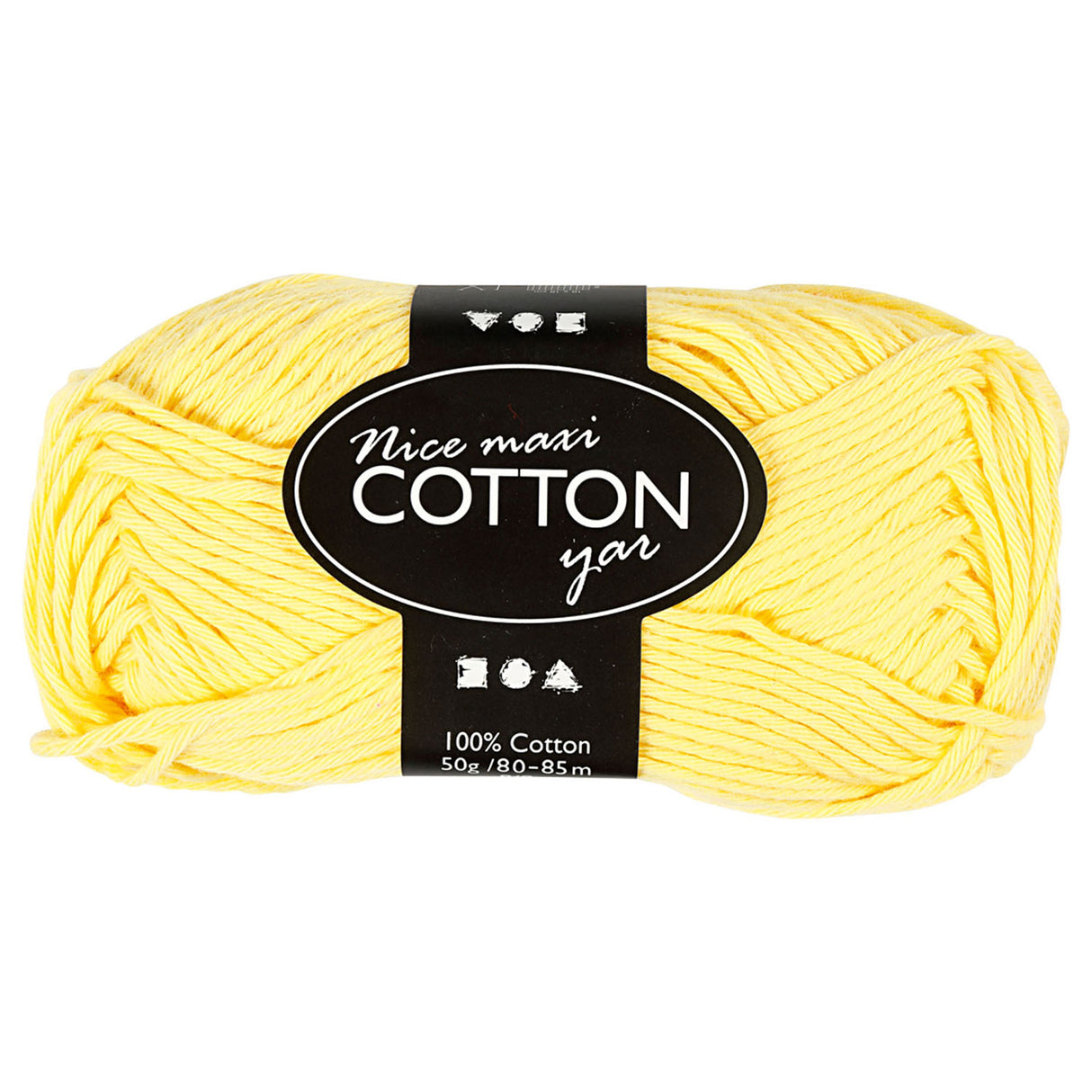 Fil de coton, jaune, 50gr, 85m