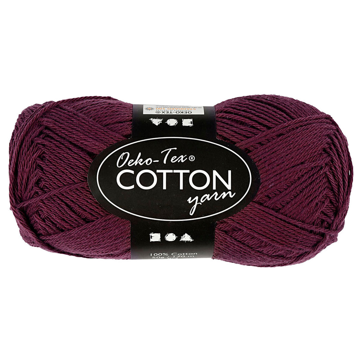 Filato di cotone, prugna, 50gr, 170m