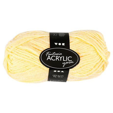 Fil acrylique Creativ company, jaune clair, 50gr, 80m