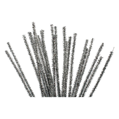 Société créative https : www.ccobby.nl chenille-l-30-cm-thickness-6-mm-glitter-silver-24-piece-1-box