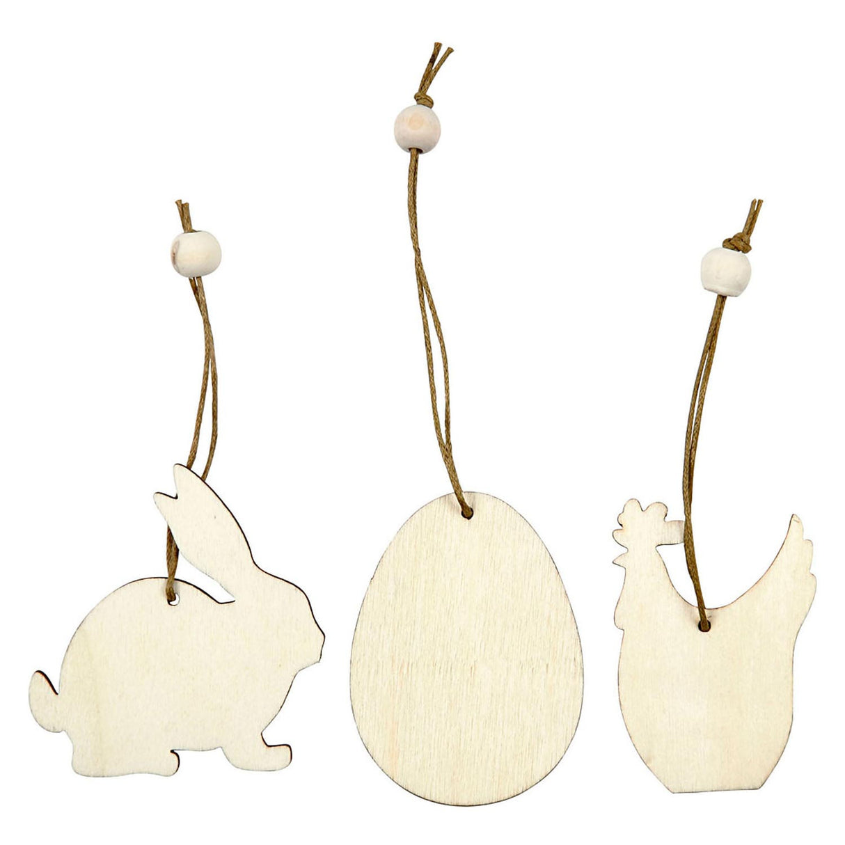 Société créative http: www.ccobby.nl wooden-decorations-rabbit-egg-chicken-size-6-cm-thickness-3-mm-9-piece-1-box