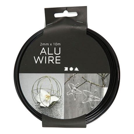 Société créative https : www.ccobby.nl alu-wire-round-thickness-2-mm-black-10-m-1-roll