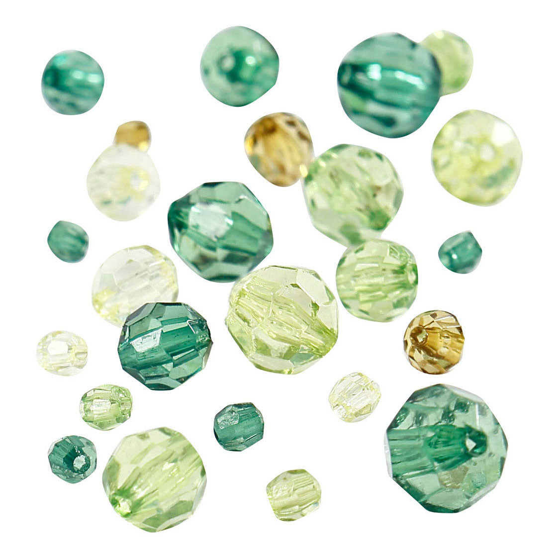 Creative Company Facet Beads Mix Green Glitter, 45 gram