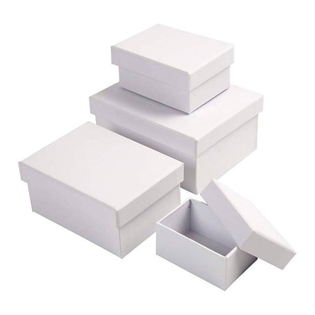 Creativ Company Boîtes rectangulaires blanches avec couvercle, 4e.
