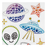 Creativ company Autocollants Diamant - Thème Espace - Autocollants à Paillettes Autocollants - Autocollants d'artisanat en Strass - Autocollants de décoration de Luxe - Autocollants Diamant adhésifs festifs - 10x16 cm - 1 Feuille