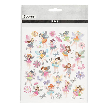 Creativ company autocollants fées - autocollants autocollants - film plastique transparent - avec détails de laque pailletée en feuille d'argent - convient pour la fabrication de cartes - 15x16,5 cm - 1 set