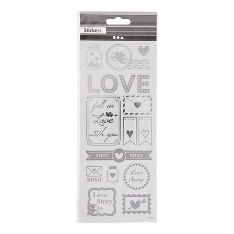 Creativ Company Stickers Silver Love, 1 feuille