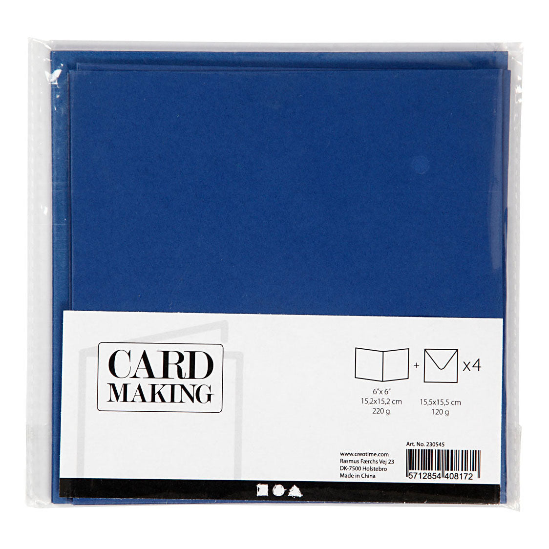 Creativ Company cards and envelopes blue, 4st.