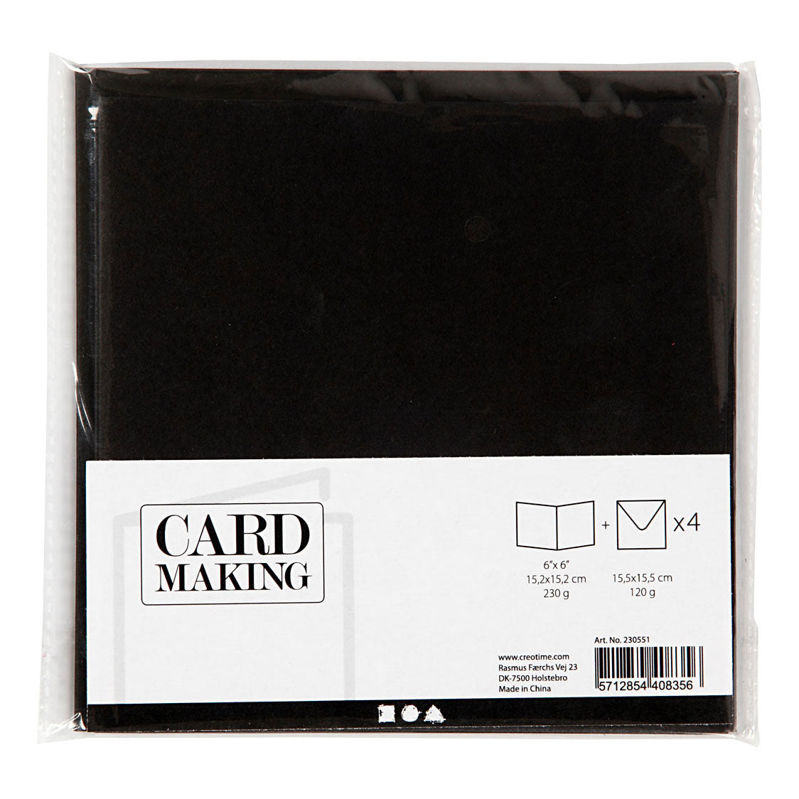 Tarjetas y sobres de Creativ Company Black, 4st.