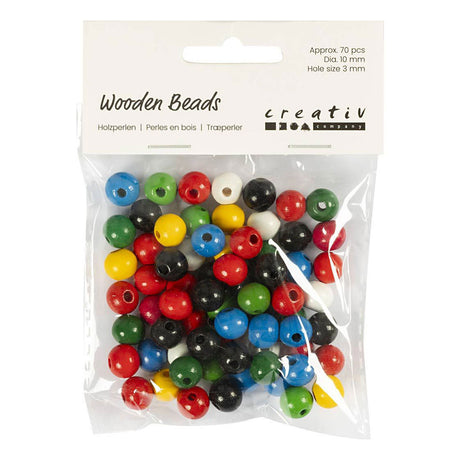 Creativ company perles en bois de différentes couleurs, 70 pcs.