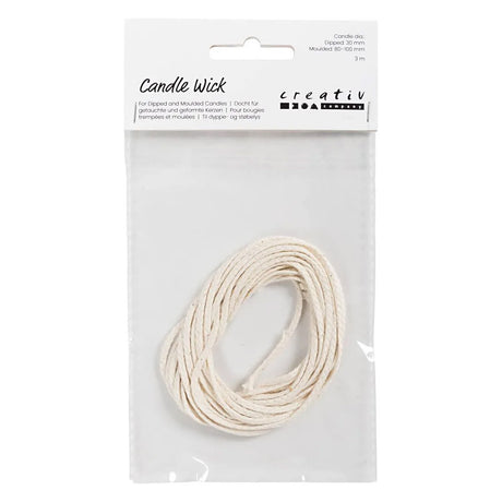 Creativ Company Wick pour baptisé (diapositive 22-30 mm) et bougies coulées (diapositive 60-80 mm), 3M