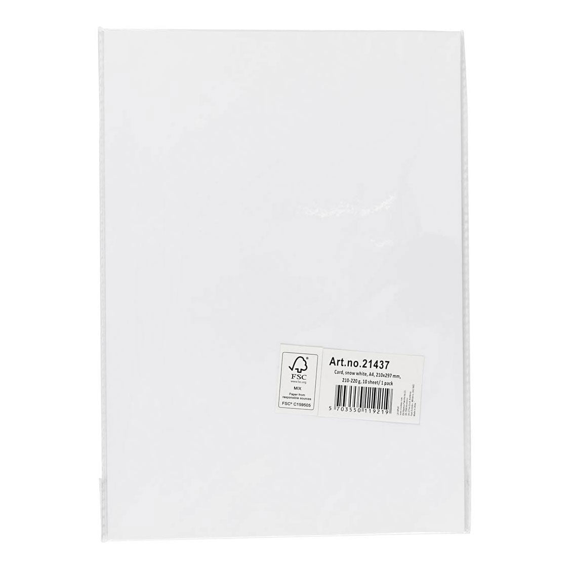 Creativ Company Cardboard White A4 210-220G, 10 Placken