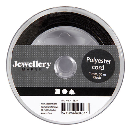 Société créative https: www.ccobby.nl polyester-cord-thickness-1-mm-black-50-m-1-roll