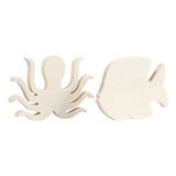 Creativ Company Wooden Marine Animals Squid and Fish, 2st.