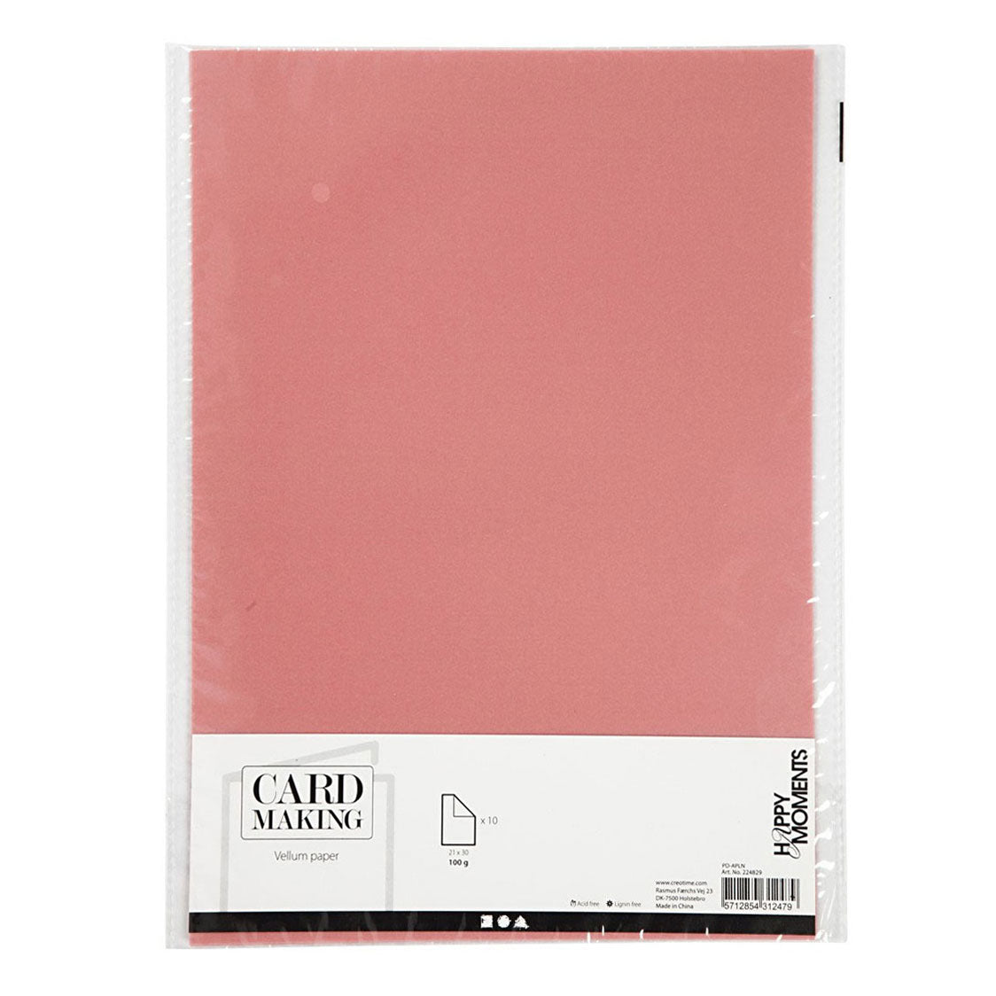 Creativ Company Vellum Paper A4 Light Red, 10 feuilles