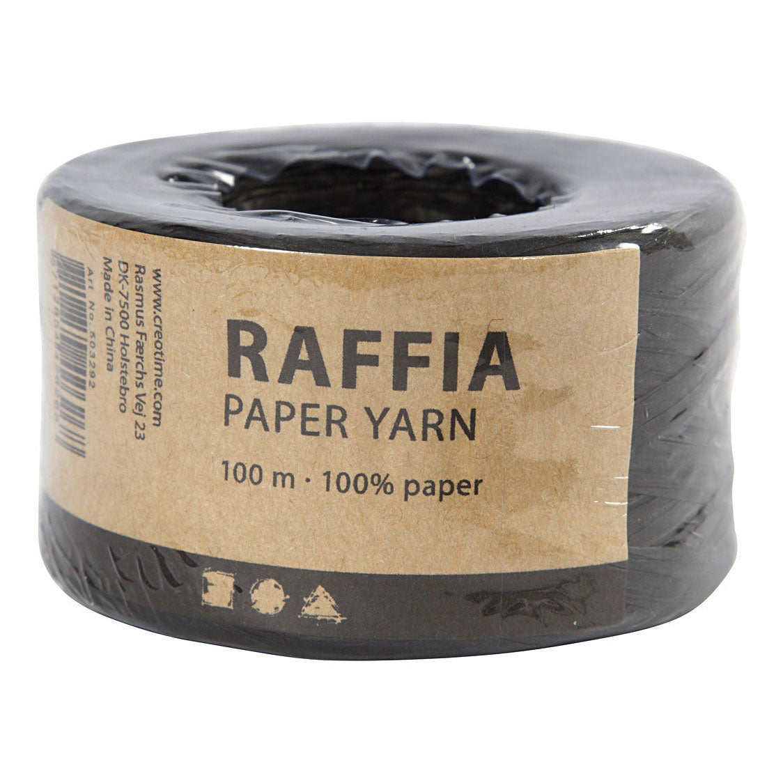 Creativ Company paper raffia yarn black, 100m