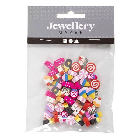 Perles figurines Creativ company, bonbons, d 10 mm, diamètre du trou 1,5 mm, env. 60 pièces, 60 pièces 1 boîte