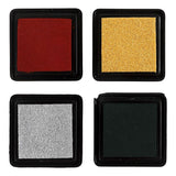 Encre pour tampon Creativ company, or, vert citron, rouge de Noël, argent, h: 2 cm, dim. 3,5x3,5 cm, 4 pièces 1 boîte