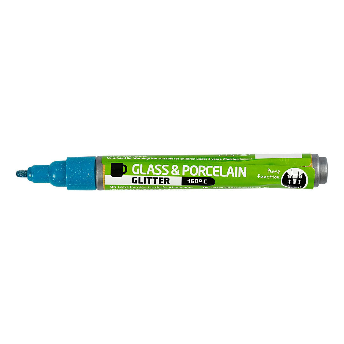 Creativ company glasen porseleinstift glitter semi-dekkend turquoise