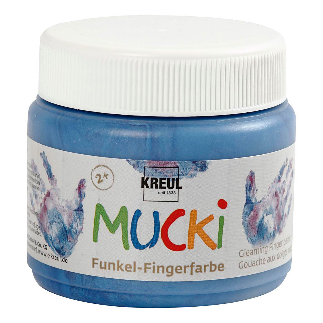 Creativ company mucki vingerverf - blauw metallic, 150ml