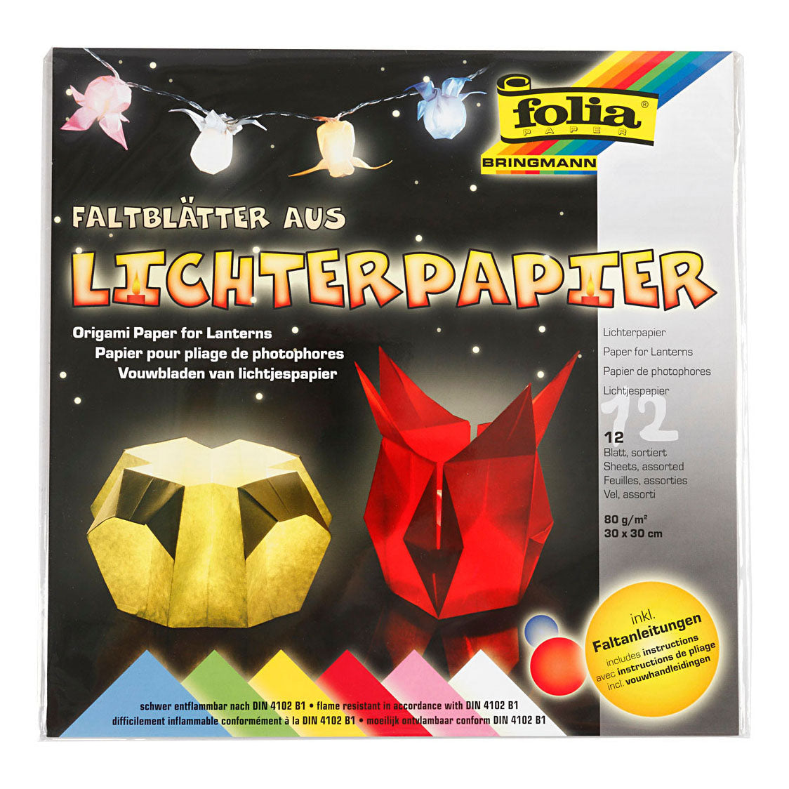 Firma Creativ Lantern Paper Standardowe kolory 30 x 30 cm, 12 arkuszy