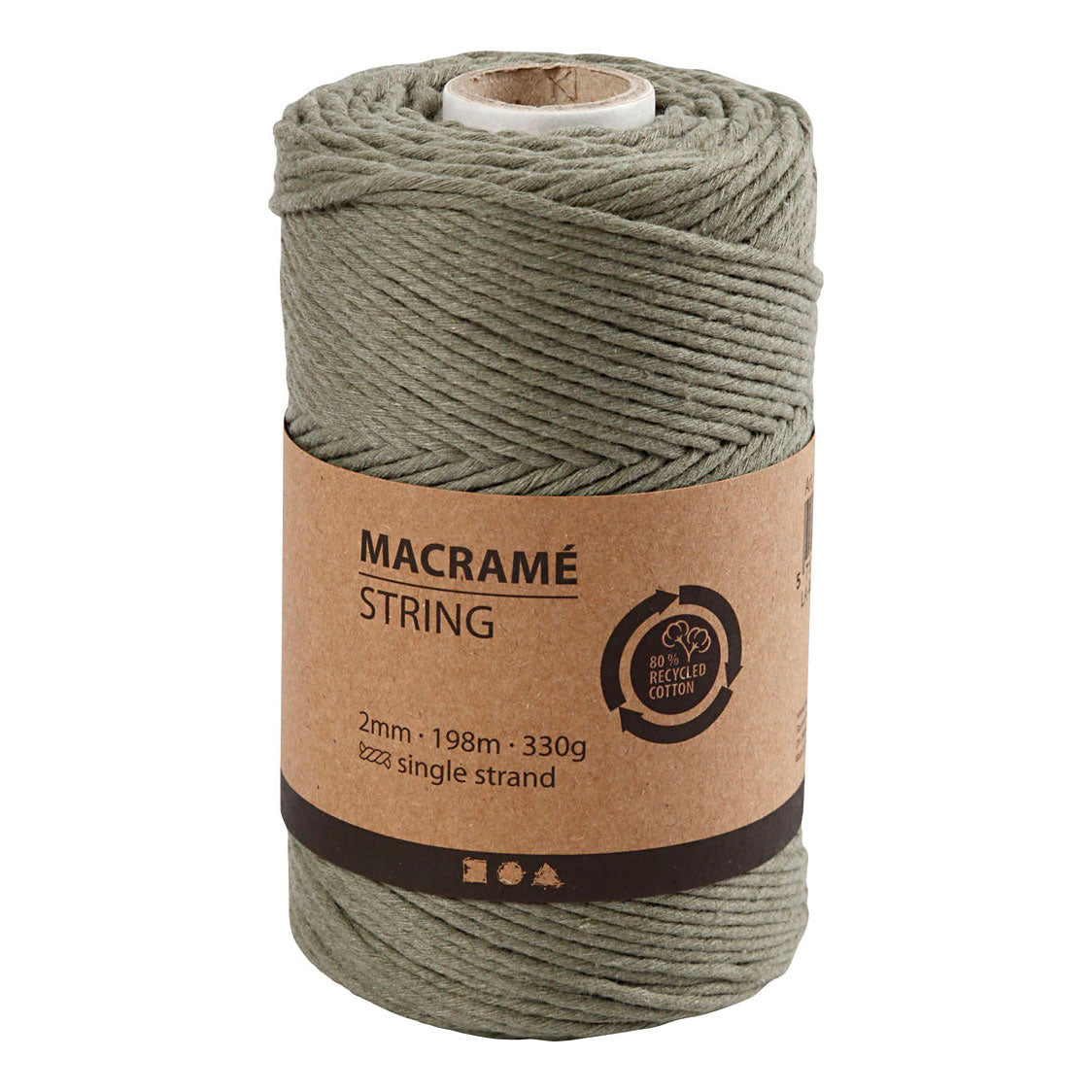 Creativ Company MacRame Cord Mossgroen, 198m