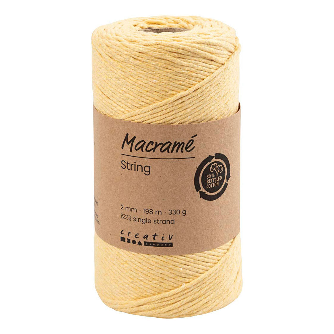 Creativ Company MacRame Cord Light Amarillo, 198m