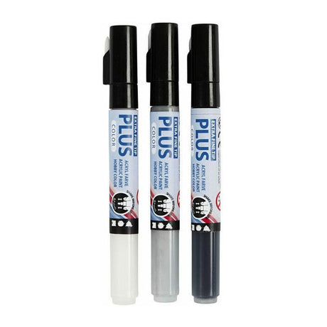 Creativ Company Plus Color Marker - Black Off -White Rain Gray, 3st.