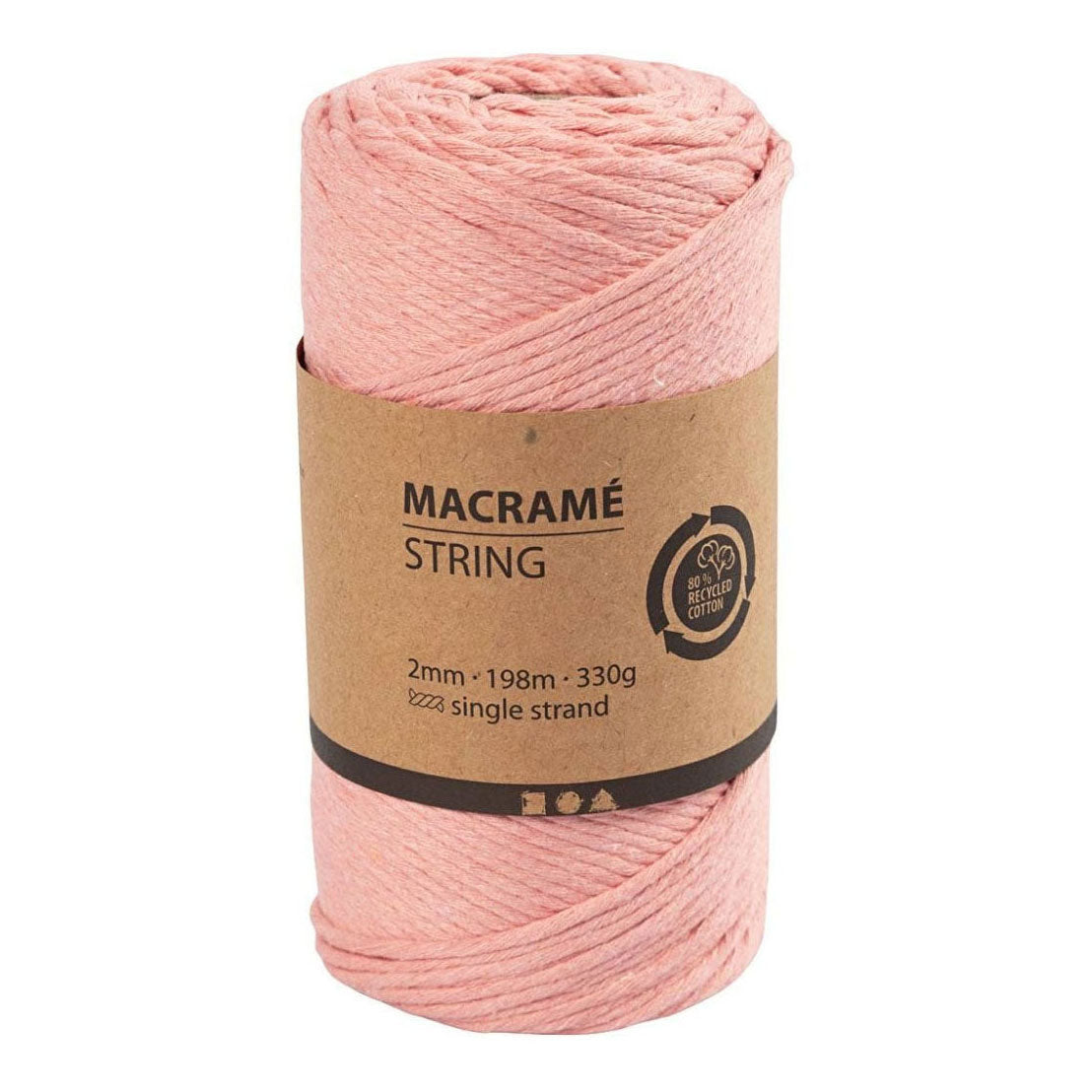 CREATIV COMPANY MACRAME CORD - ROSE, 198M