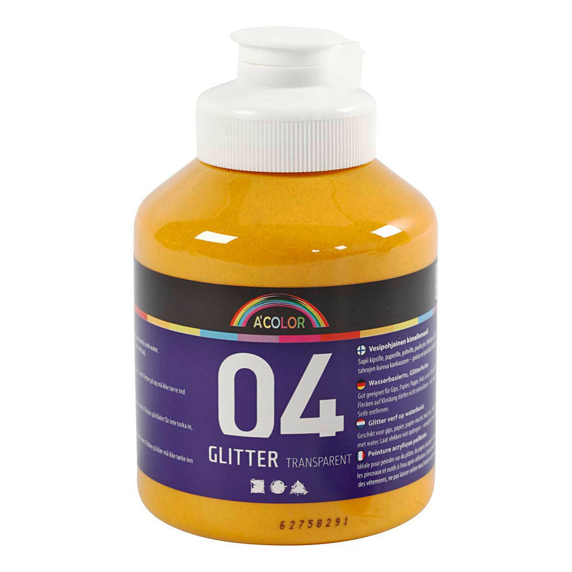 Creativ Company Acrylique Paint Glitter pour les enfants - jaune chaud, 500 ml