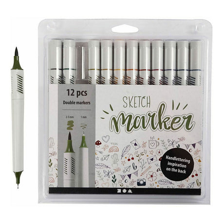 Creativ company marqueurs de lettrage à la main couleur, 12 pcs. double face