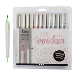 Creativ company marqueurs de lettrage à la main couleurs pastel, 12 pcs. double face