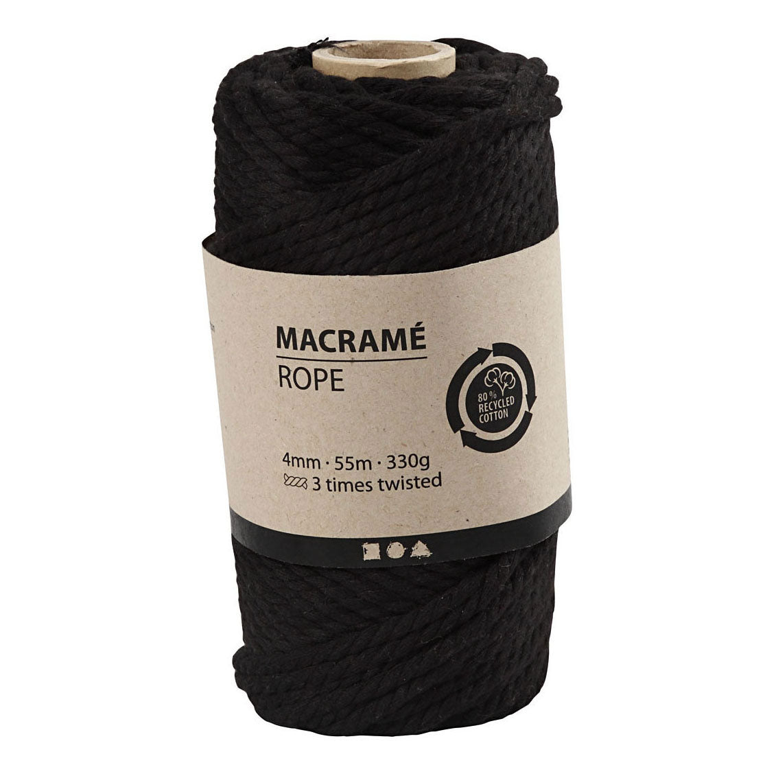 Crétiv Company Macrame Cord Black, 55m