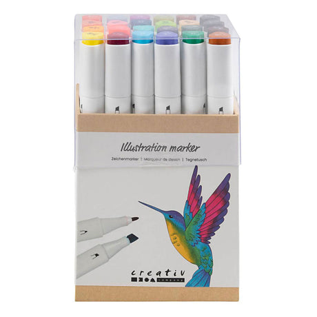 Couleurs de stylo à dessin Creativ Company, 24 pcs. double face