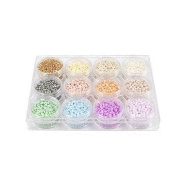 Creativ Company rocailles perles de verre rondes 3 mm couleurs pastel, 12x17 grammes
