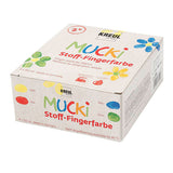 Creativ company Muck peinture au doigt, bleu, vert, rouge, jaune, 4x150 ml 1 boîte