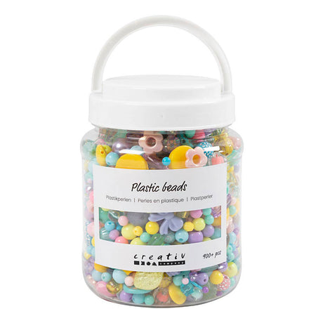 Creativ Company Perles en plastique de différentes couleurs, 700 ml