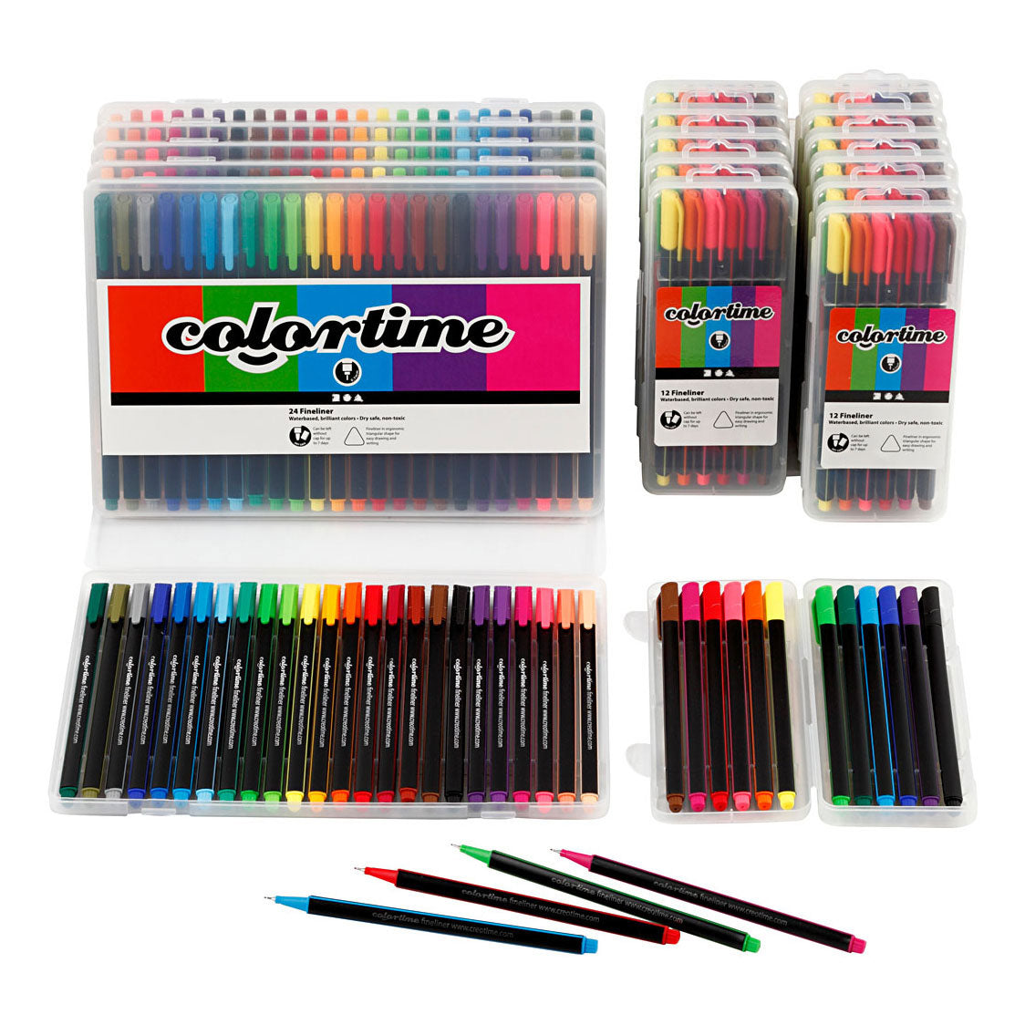 Creativ Company Colortime Fineliners diverses couleurs, 18 combinaisons