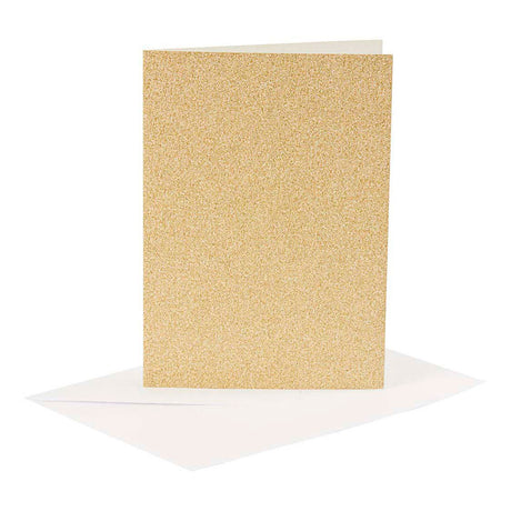 Cartes et enveloppes d'entreprise Creativ, format carte 10,5x15 cm, format enveloppe 11,5x16,5 cm, paillettes, 120+250 gr, or, 4 set 1 boîte
