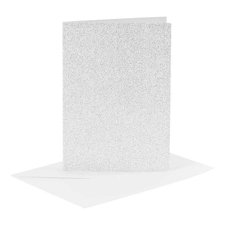 Cartes et enveloppes d'entreprise Creativ, format carte 10,5x15 cm, format enveloppe 11,5x16,5 cm, paillettes, 120+250 gr, argent, 4 set 1 boîte