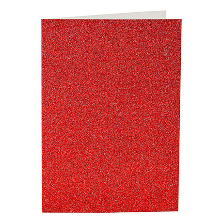 Cartes et enveloppes d'entreprise Creativ, format carte 10,5x15 cm, format enveloppe 11,5x16,5 cm, paillettes, 110+250 gr, rouge, 4 set 1 boîte